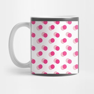 Geometric shapes, circles, balls, dotts, pink, red, molecules, geometry, polka, ornament, seamless,  repeat, Mug